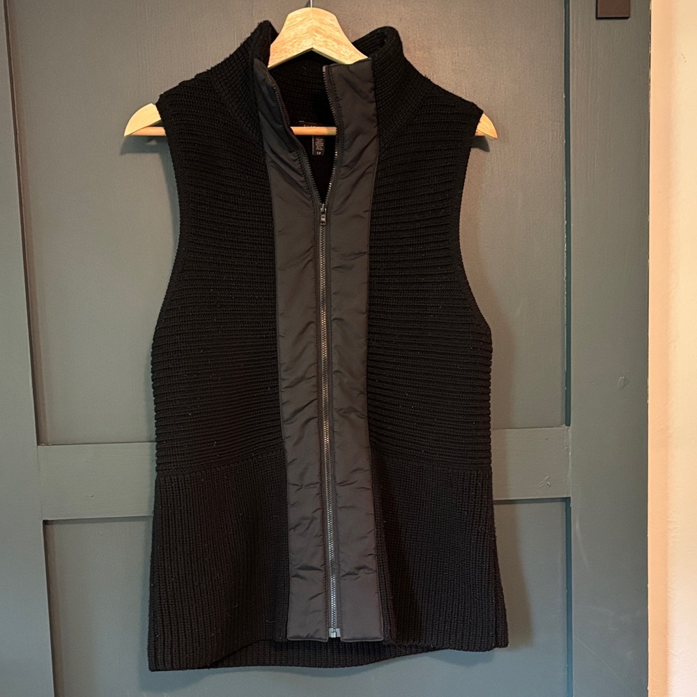 Eileen Fisher Black Sleeveless Knit Vest with Zipper